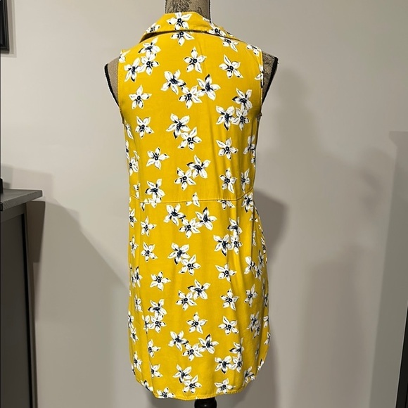 Ann Taylor Floral Sleeveless Yellow shirt mini Dress with pockets Size XSP - Picture 3 of 8